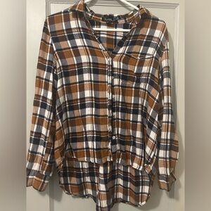 Plaid Button-Up Shirt Dress